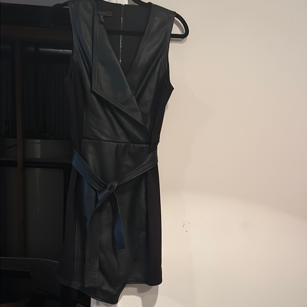 BCBGMaxAzria Black Sleeveless Wrap Mini Dress